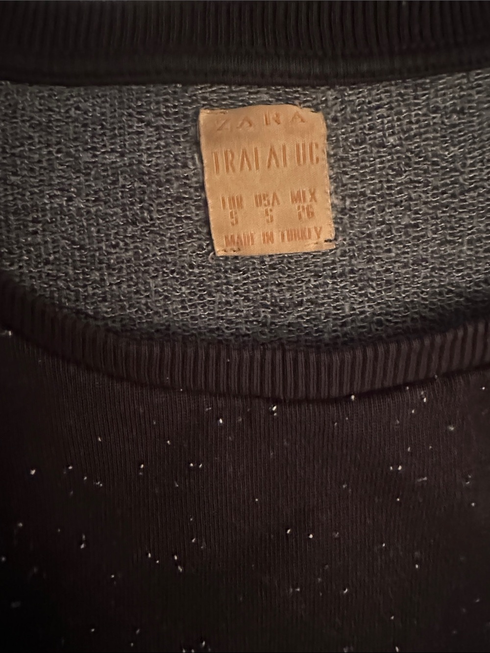 Zara Black Speckled Cropped Sweatshirt